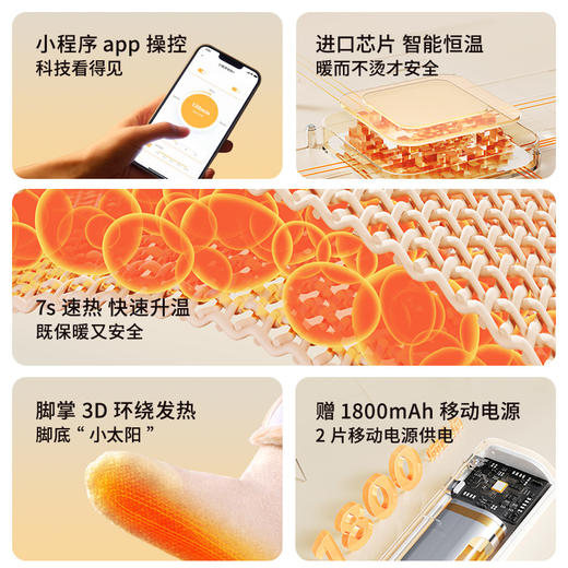 秋冬居家款【暖心系列发热袜】暖脚宝充电暖脚神器   加厚毛绒暖腿宝  带小程序 商品图1