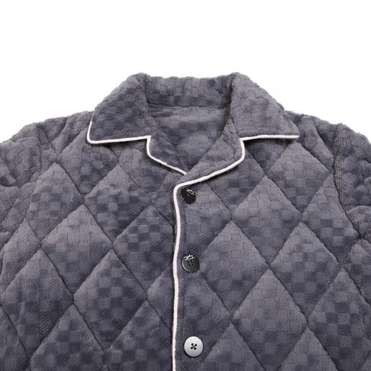 都市丽人都市锋尚生活家居男士睡衣晶粒绒烂花夹棉加加厚款长袖长裤类家居服套装FH31J9 商品图4