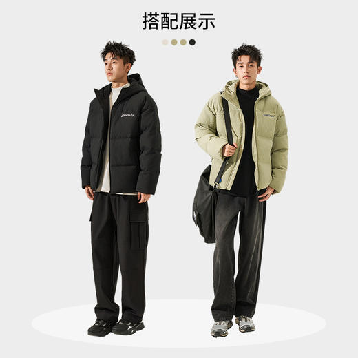 西遇85鸭绒华夫格连帽羽绒服秋冬新款保暖短款夹克面包服12532204 商品图2