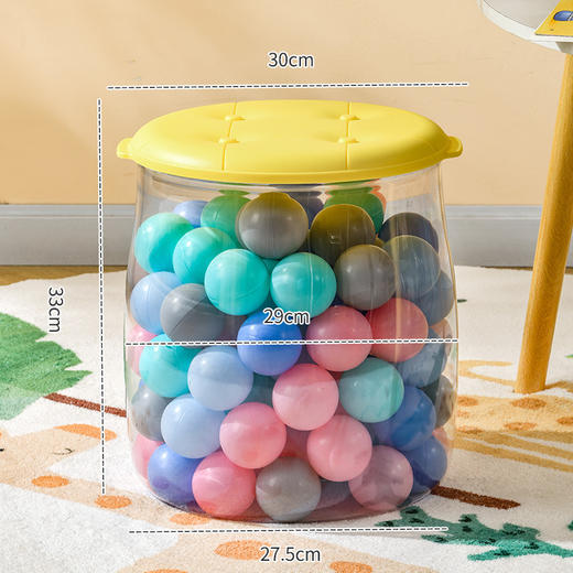 【透明可视！玩具收纳凳】多功能儿童玩具公仔收纳，透明换鞋凳家用客厅储物娃娃收纳桶，透明桶身 一目了然 好习惯从小培养 让宝宝爱上收纳 商品图10