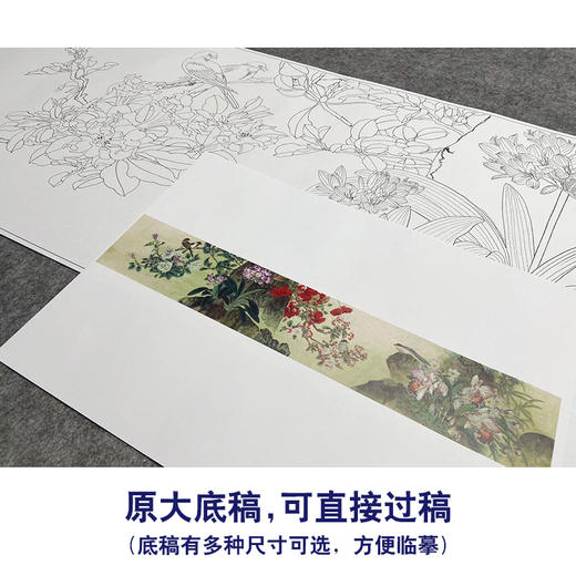 【大彩图】横幅工笔画长卷白描底稿临摹勾线花鸟线稿高清打印稿 HN05 商品图1