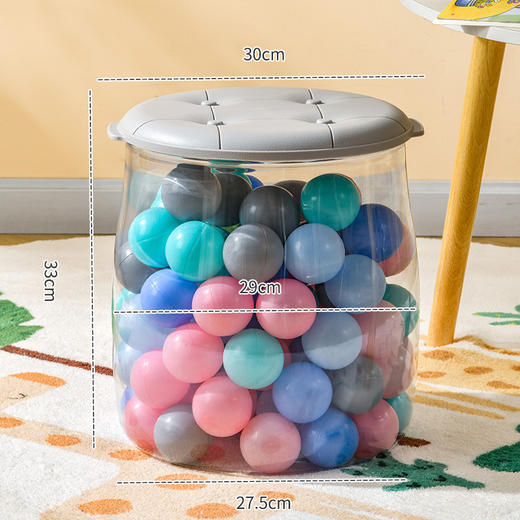 【透明可视！玩具收纳凳】多功能儿童玩具公仔收纳，透明换鞋凳家用客厅储物娃娃收纳桶，透明桶身 一目了然 好习惯从小培养 让宝宝爱上收纳 商品图12