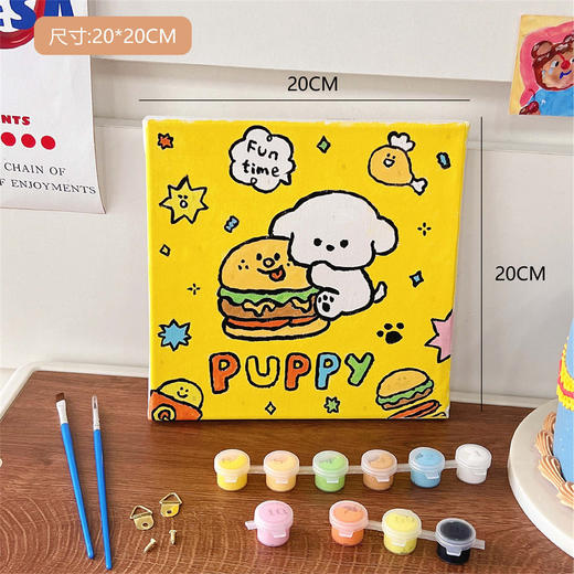 【多种款式！每款都好可爱呀】DIY填充儿童数字油画装饰画，可爱卡通动物手工填色治愈画，化解烦恼 可搭配画架 材料齐全 商品图6