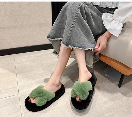 【应季好物】秋冬款帮面獭仿兔毛毛毛拖鞋 商品图4