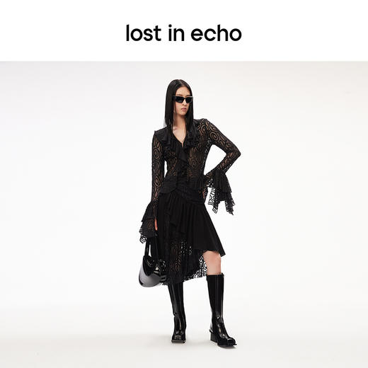 [断码]lost in echo设计师品牌小众增高复古显瘦拼接翘方头直筒粗跟长靴 商品图3