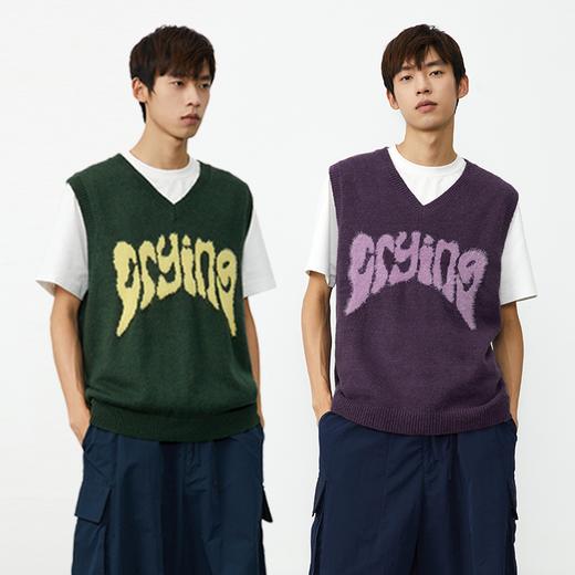 CryingCenter 字体背心马甲毛衣叠穿宽松百搭针织情侣 哭喊中心 商品图0