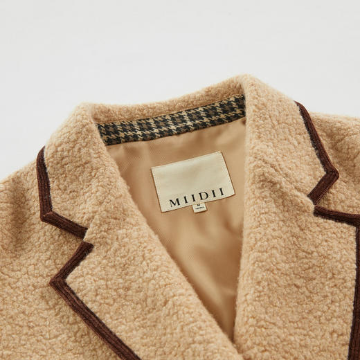 谜底羊毛呢大衣女2023冬新款学院风设计感绣花宽松外套234MD1527 商品图3