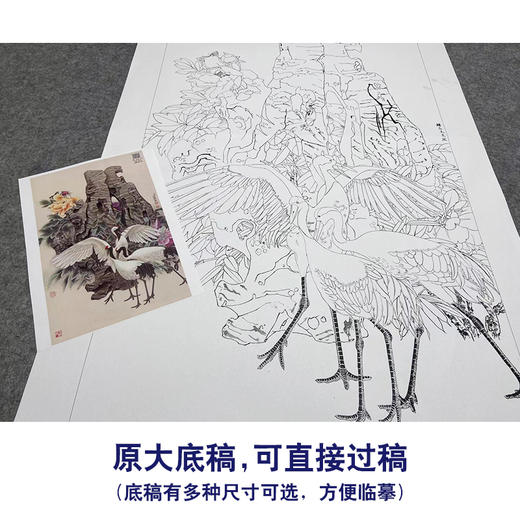 【大彩图】窦绅卿工笔画白描底稿《吉瑞图》仙鹤临摹勾线花鸟线稿HN11 商品图1