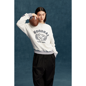 GOODBAI白鸽学院logo印花半高领宽松卫衣