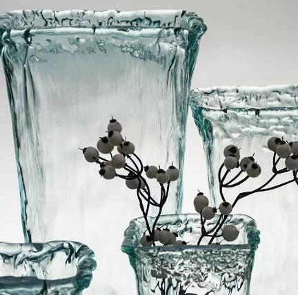 西班牙进口VSM潘多拉玻璃花瓶 褶皱纹 浅蓝 h40cm 商品图2