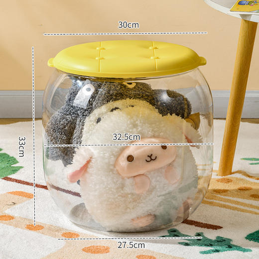 【透明可视！玩具收纳凳】多功能儿童玩具公仔收纳，透明换鞋凳家用客厅储物娃娃收纳桶，透明桶身 一目了然 好习惯从小培养 让宝宝爱上收纳 商品图6
