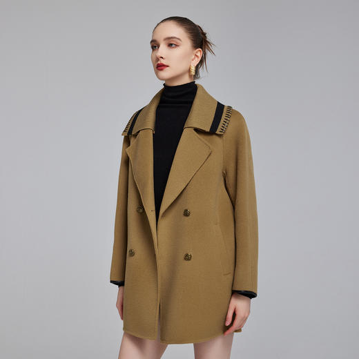 NH932斯尔丽23冬季新款可脱卸针织撞色领子显高减龄双面呢大衣女 商品图2