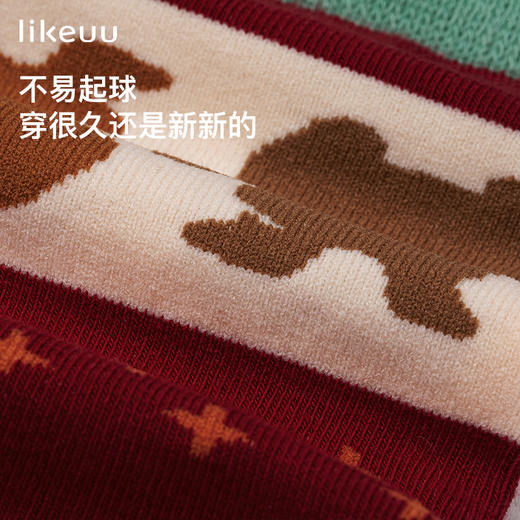 likeuu儿童袜子龙年抱抱系列学生长筒袜红色男女童秋冬 商品图3