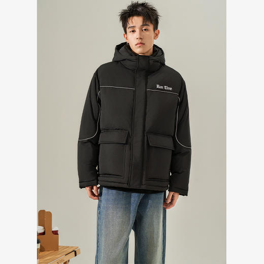 西遇美式工装大口袋羽绒服男秋冬新款保暖鸭绒连帽面包服外套12532203 商品图3