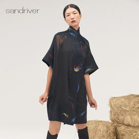 手工羊绒毡7分袖长款风衣SJF95W430W