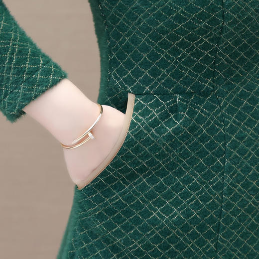 中式洋气，秋冬款格纹时尚中长款连衣裙立领长袖国风内搭打底裙QYM-XYKL-K521-L 商品图3