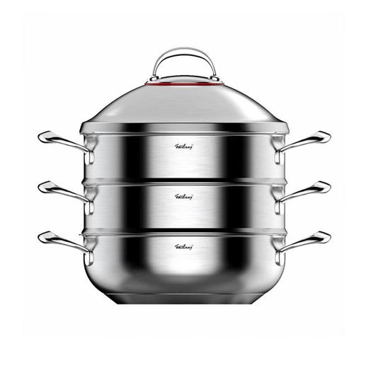 【菲仕朗大蒸锅】（FOSSLANG）304不锈钢家用三层二层大蒸锅蒸鱼蒸馒头30cm FSL-EZ01A（两个蒸屉） 商品图0