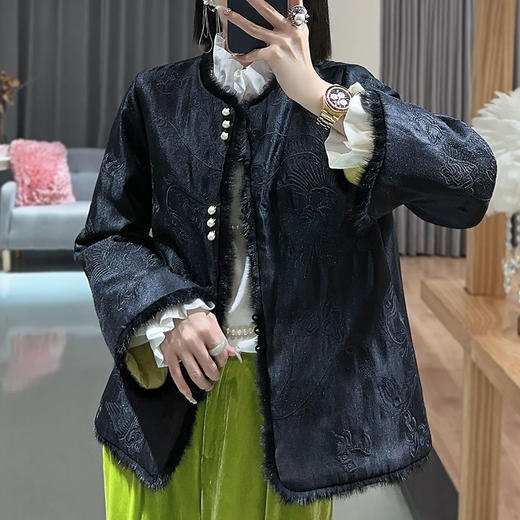 KDS-2335夹棉棉衣冬款新中式刺绣加厚棉服外套 商品图0