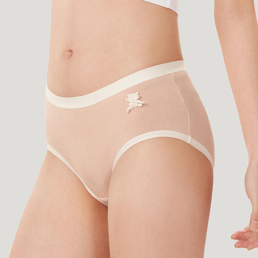 都市丽人基础系列棉磨毛木代尔系列中腰平角女士内裤LK35F5 商品图1