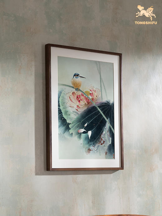 铜师傅 手工錾刻 铜雕画《翠鸟荷花》客厅玄关沙发背景墙装饰画 商品图3