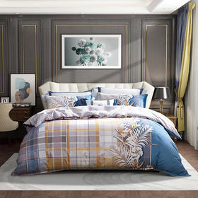 富安娜（FUANNA） 纯棉床单四件套 翎羽星辰   (被套203*229cm)