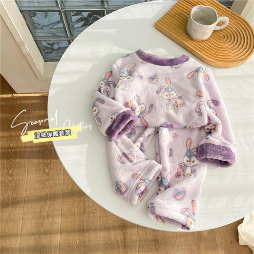 【可爱柔软舒适❗️加绒保暖套装】可家居可外穿，儿童秋冬法兰绒睡衣套装 女童加绒加厚家居服 男宝宝保暖内衣套装父亲节礼物新年礼盒年货礼盒 商品图3