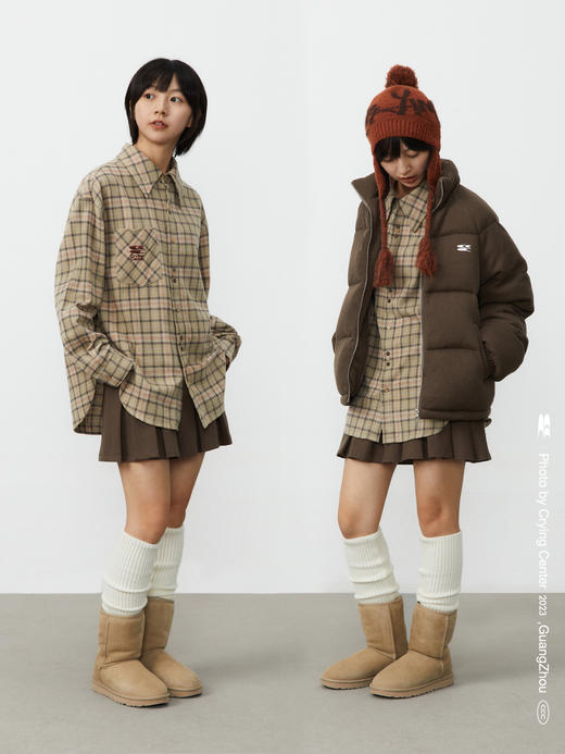 CryingCenter 三色美式格子复古休闲宽松男友衬衫 哭喊中心 商品图3