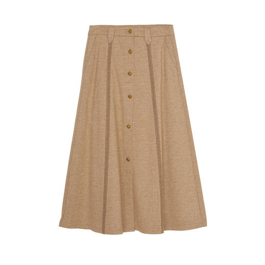 谜底A字型半身裙2023冬季新品文艺风高腰百搭单排扣长裙234MB1568 商品图4