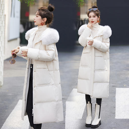 冬季新款，真毛领时尚宽松休闲白鸭绒狐狸毛领羽绒服外套HRYZ9035 商品图1