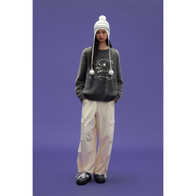 GOODBAI GOODEES提花玩具木马图案圆领oversize毛衣