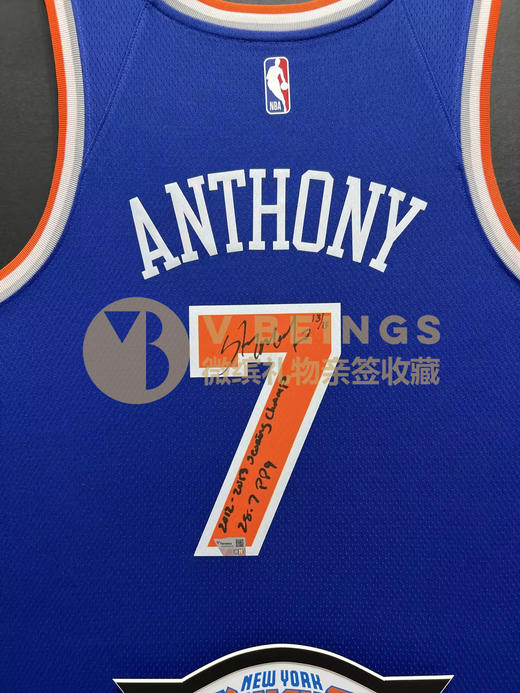 收藏系列 安东尼 尼克斯队7号蓝色 限量亲笔签名球衣 商品图2
