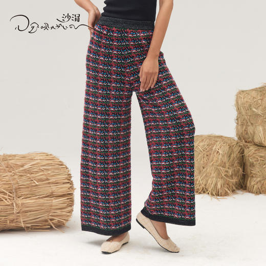 羊绒针织阔腿裤SJF95W523K 商品图0