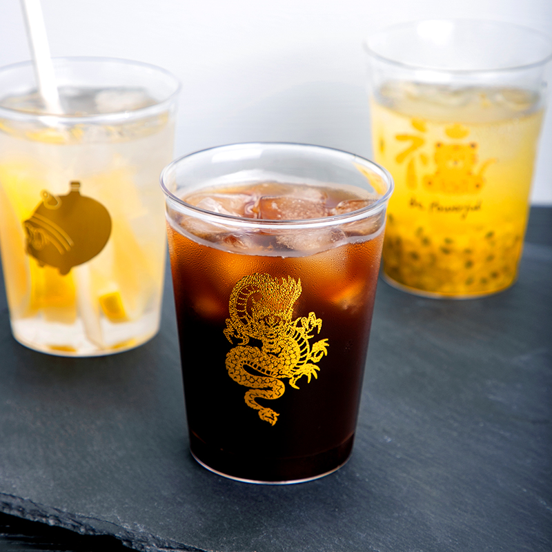 喇叭花十二生肖一次性透明航空杯创意水杯金龙杯福虎福兔杯烫金
