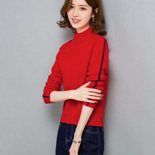 小个子短款毛衣，女士宽松秋冬季宽松休闲上衣洋气半高领针织打底衫CC-23210 商品图0