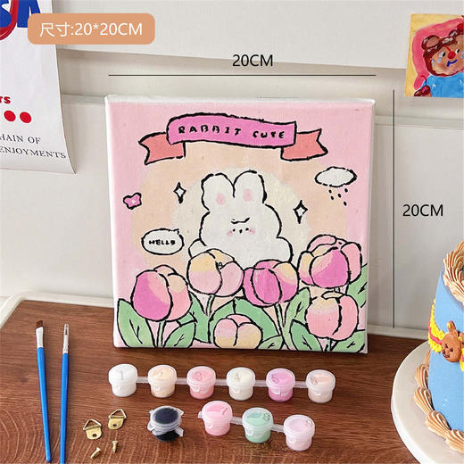 【多种款式！每款都好可爱呀】DIY填充儿童数字油画装饰画，可爱卡通动物手工填色治愈画，化解烦恼 可搭配画架 材料齐全 商品图10