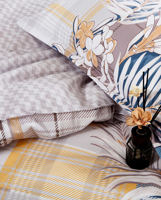 富安娜（FUANNA） 纯棉床单四件套 翎羽星辰   (被套203*229cm) 商品图6