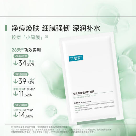 可复美小绿膜 净痘修护膜 双酸修护 温和控痘 小绿膜5片/盒 商品图1