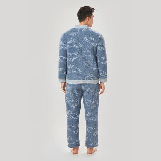 都市丽人都市锋尚舒适外出男士睡衣米粒绒厚款长袖长裤类家居服套装FH30C3 商品图2