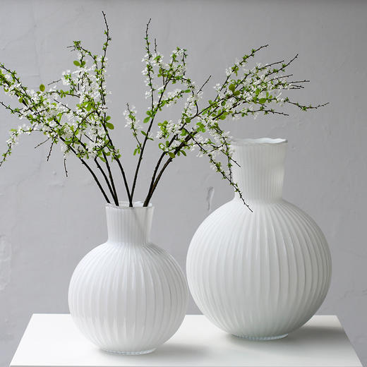 现代简约大肚透明灰玻璃花瓶手工白瓷干花插花居家装饰艺术摆件 商品图2