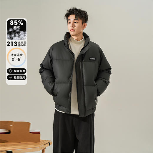 西遇日系立领工装羽绒服秋冬新款鸭绒加厚保暖面包服男士外套12532205 商品图0