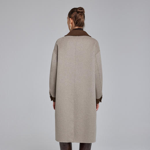 NH916斯尔丽23冬季新款时尚拼接设计感毛呢外套羊毛双面呢大衣 商品图1