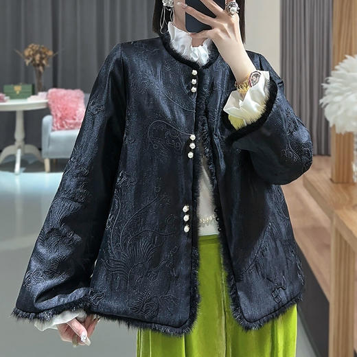 KDS-2335夹棉棉衣冬款新中式刺绣加厚棉服外套 商品图1