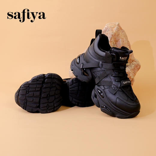 Safiya/索菲娅2023秋冬潮酷增高力MAX加绒松糕厚底机车运动鞋 SF34112403 商品图5