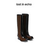 [断码]lost in echo设计师品牌小众增高复古显瘦拼接翘方头直筒粗跟长靴 商品缩略图0