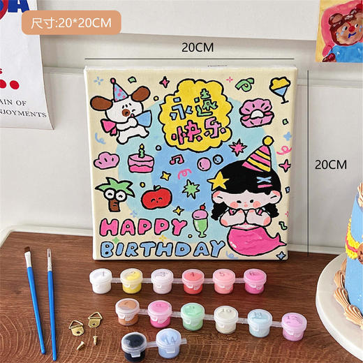 【多种款式！每款都好可爱呀】DIY填充儿童数字油画装饰画，可爱卡通动物手工填色治愈画，化解烦恼 可搭配画架 材料齐全 商品图9