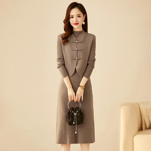 秋冬新款，洋气新中式气质盘扣小立领马甲两件套HR-YBER360 商品图4