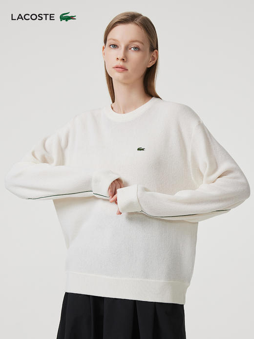 【海南专供价】LACOSTE法国鳄鱼女装新款简约圆领套头毛衣羊毛衫AF9551-98 商品图0