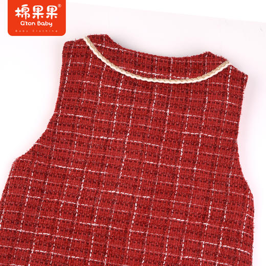 棉果果春季新品中国红女童小香风背心裙M522702423654 商品图4