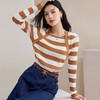 条纹针织衫女长袖秋季2023新款毛衣内搭宽松打底衫气质女人味上衣 商品缩略图3