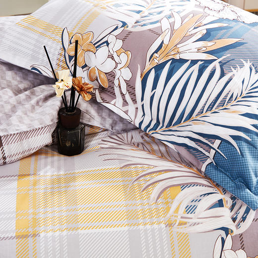 富安娜（FUANNA） 纯棉床单四件套 翎羽星辰   (被套203*229cm) 商品图5